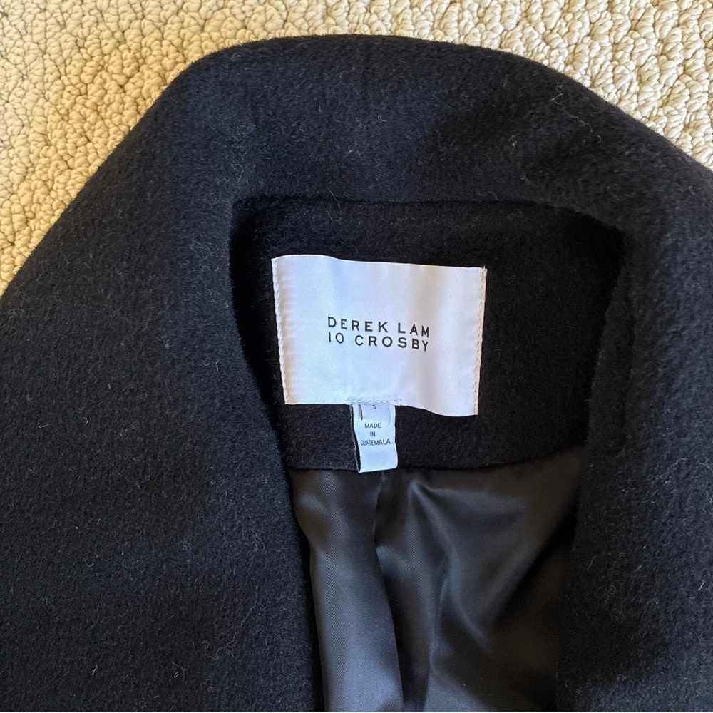 Derek Lam 10 Crosby wool Black coat parka jacket sash wide collar - Picture 4 of 5
